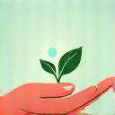 신뢰를 상징하는 손과 새싹 아이콘