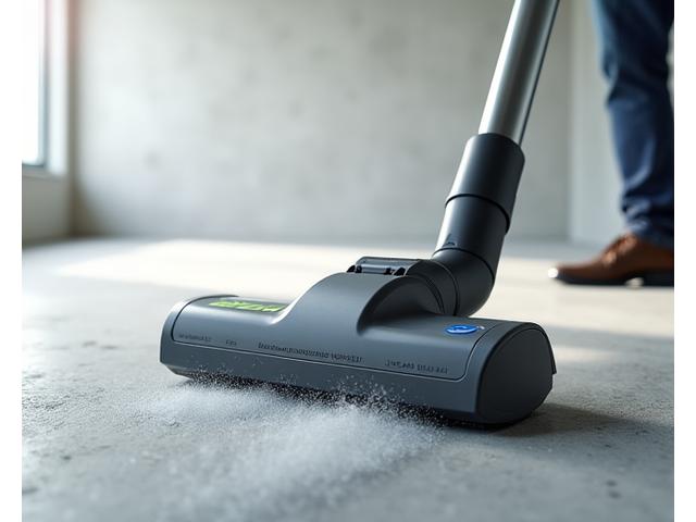 HEPA 필터 산업용 청소기로 건설 먼지를 흡입하는 모습