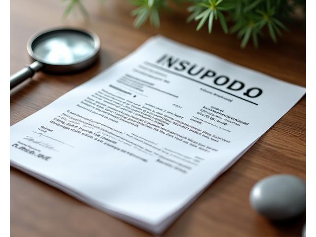 보험 증서와 돋보기가 놓인 모습, DawnDew Stewardship의 책임감 있는 보험 보장을 상징합니다.