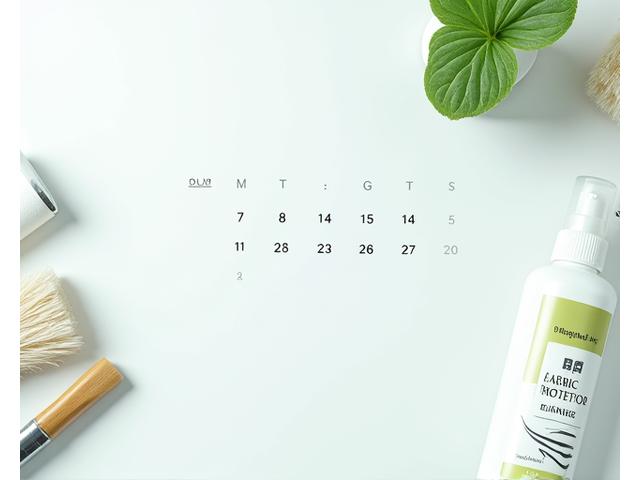 달력에 '6개월'이라고 표시되고, 전문 청소 도구들이 깔끔하게 정돈된 모습