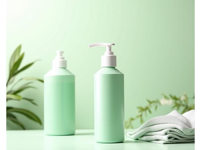 친환경 세척제 병과 마이크로파이버 천이 놓여있는 모습